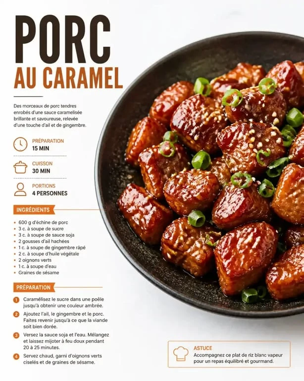 Porc au caramel traditionnel, un classique des restaurants chinois à Brest