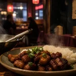 Restaurants chinois Brest : porc caramélisé au wok et riz au jasmin
