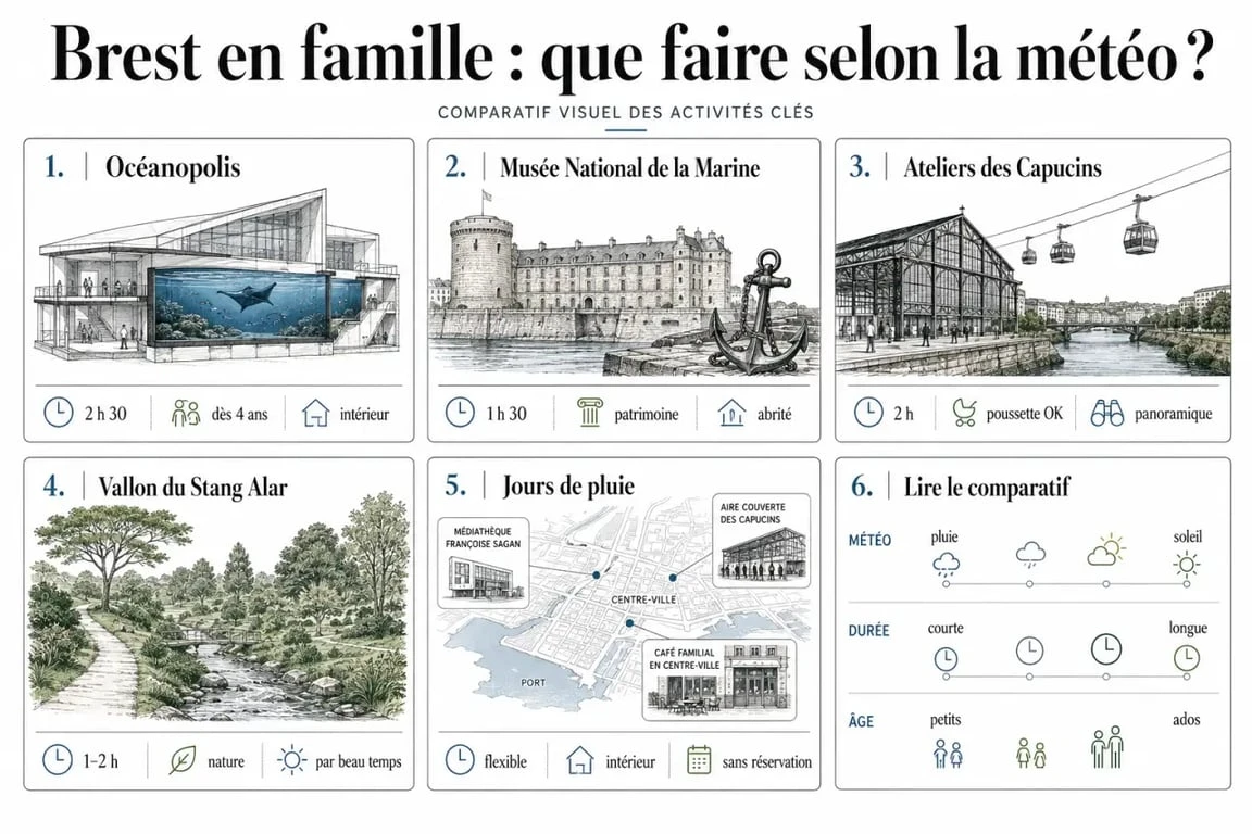 Visiter Brest en famille : comparatif visuel des meilleures activités selon l’âge des enfants et la météo