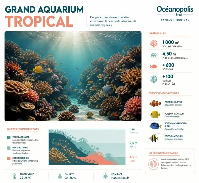 Aquarium tropical du pavillon Tropical à Océanopolis Brest