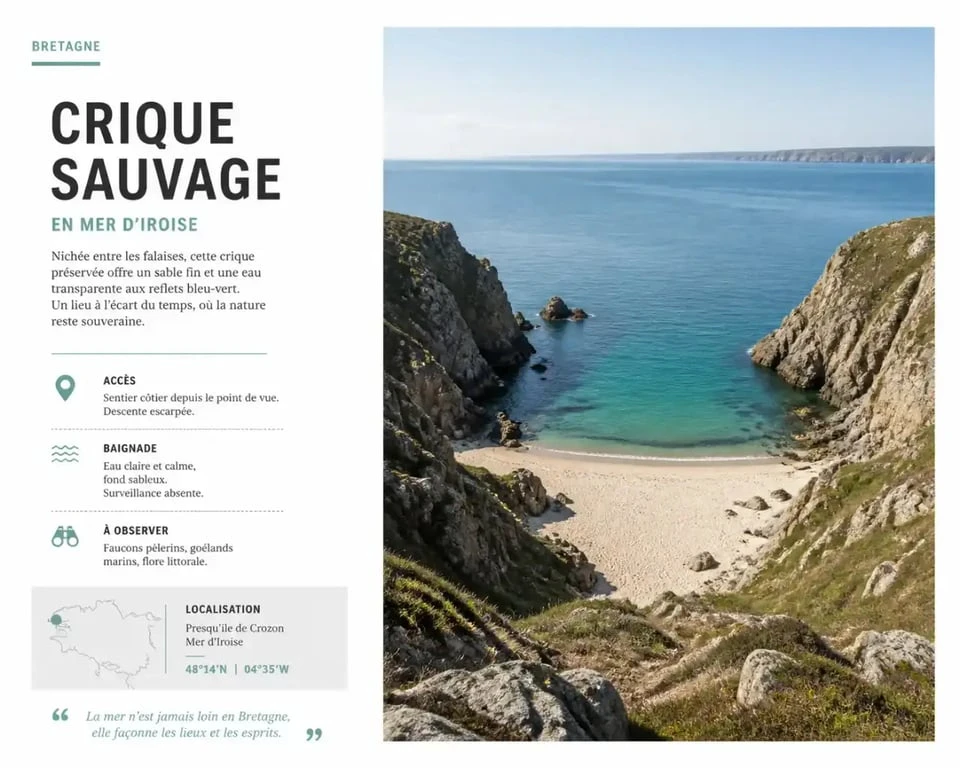 Vue de la crique de la plage de Bertheaume encadrée par les falaises à Plougonvelin