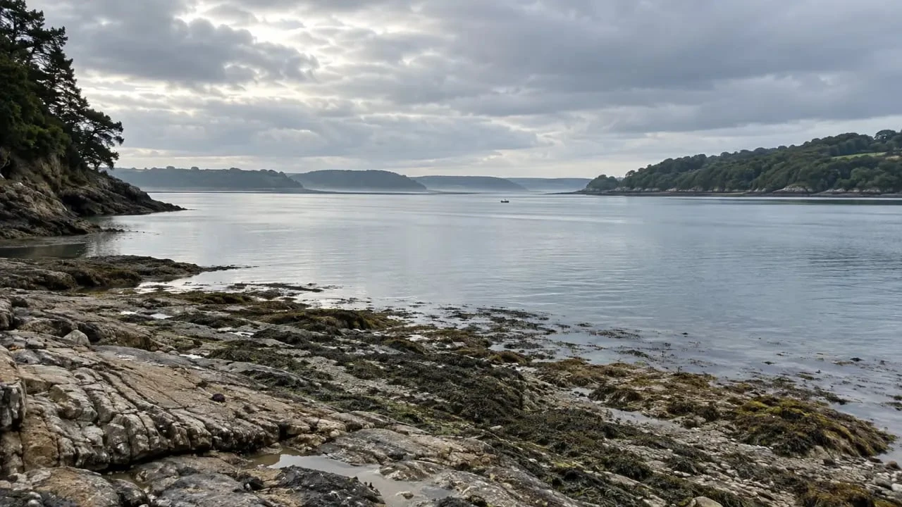 Bon coin de pêche en rade de Brest près de Landévennec, entre rochers et grève