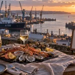 Où manger face au port Brest : vue golden hour depuis une terrasse