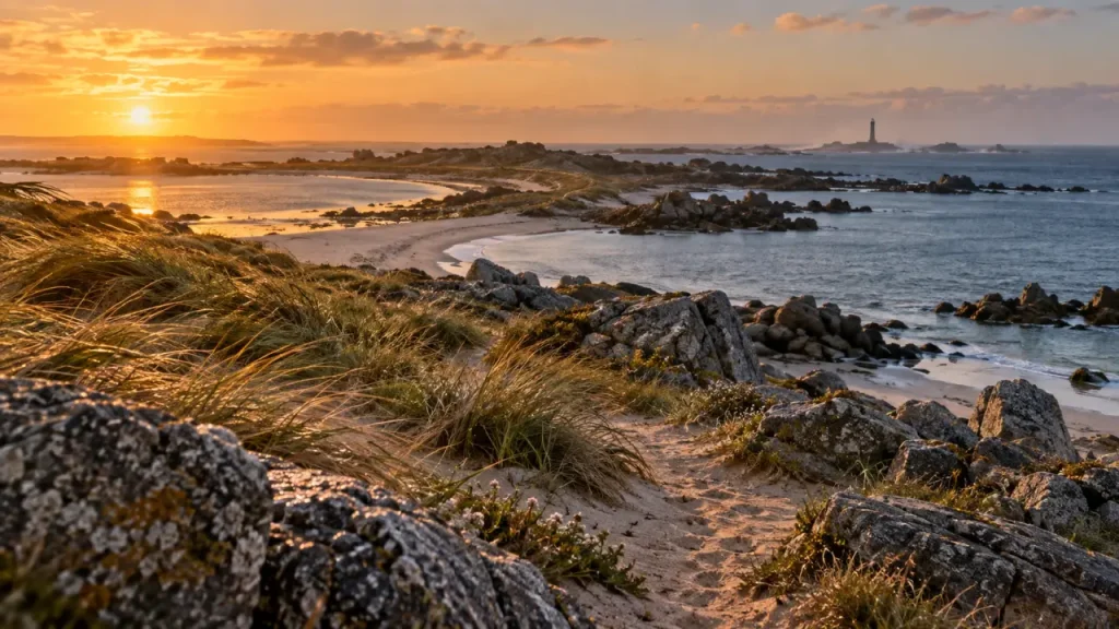 La presqu’île Saint-Laurent se découvre en 45 minutes, entre plages, mégalithes et phare du Four