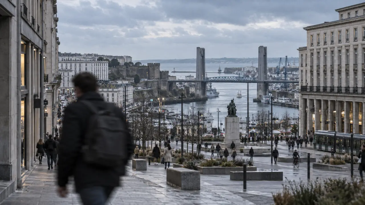 Brest centre ville, pont de Recouvrance sur la Penfeld