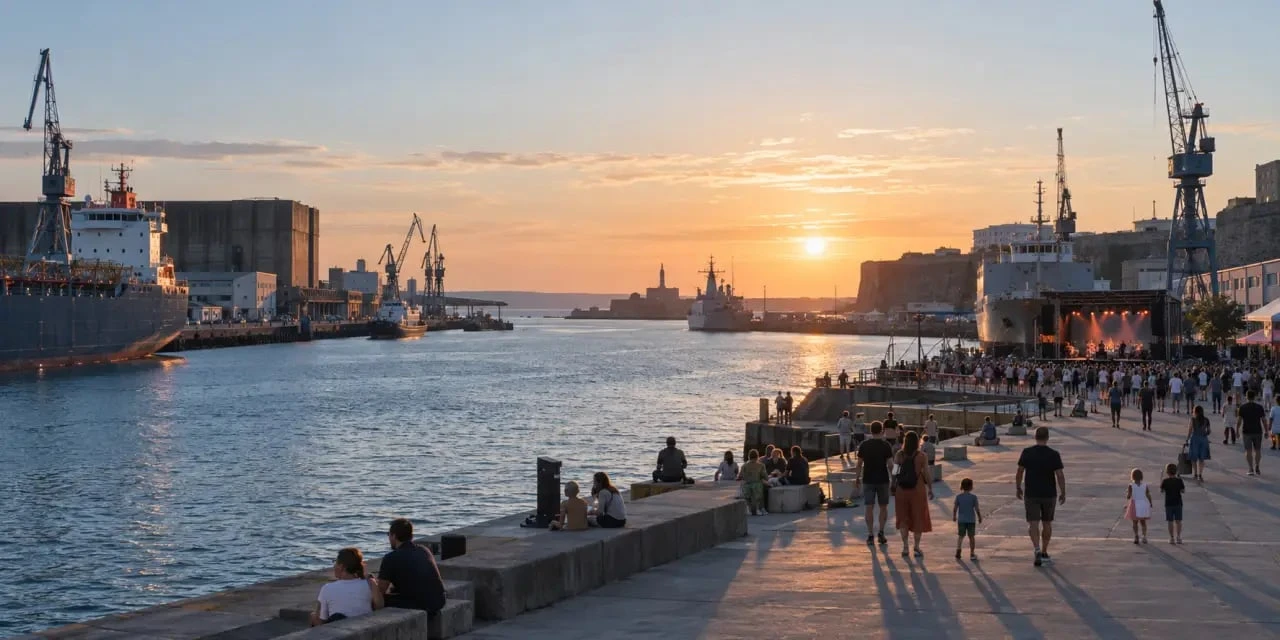 Jeudis du port de Brest au port de commerce pendant une soirée estivale
